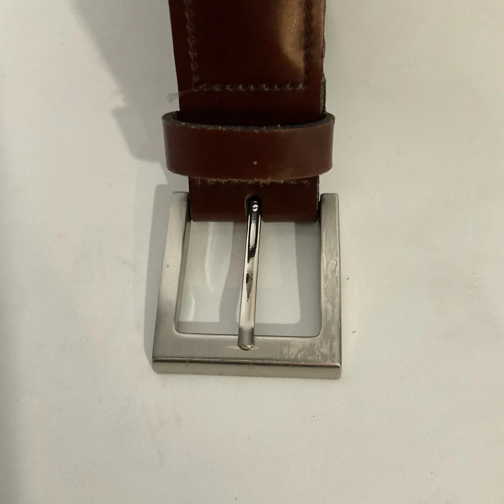 Men's Brown Genuine Leather Woven Belt Silver Buckle; Made in Guatemala; 46’L